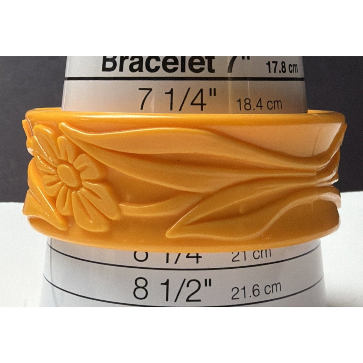 Vintage Molded Deeply Carved Plastic Floral Bangle Bracelet Taiwan Orange