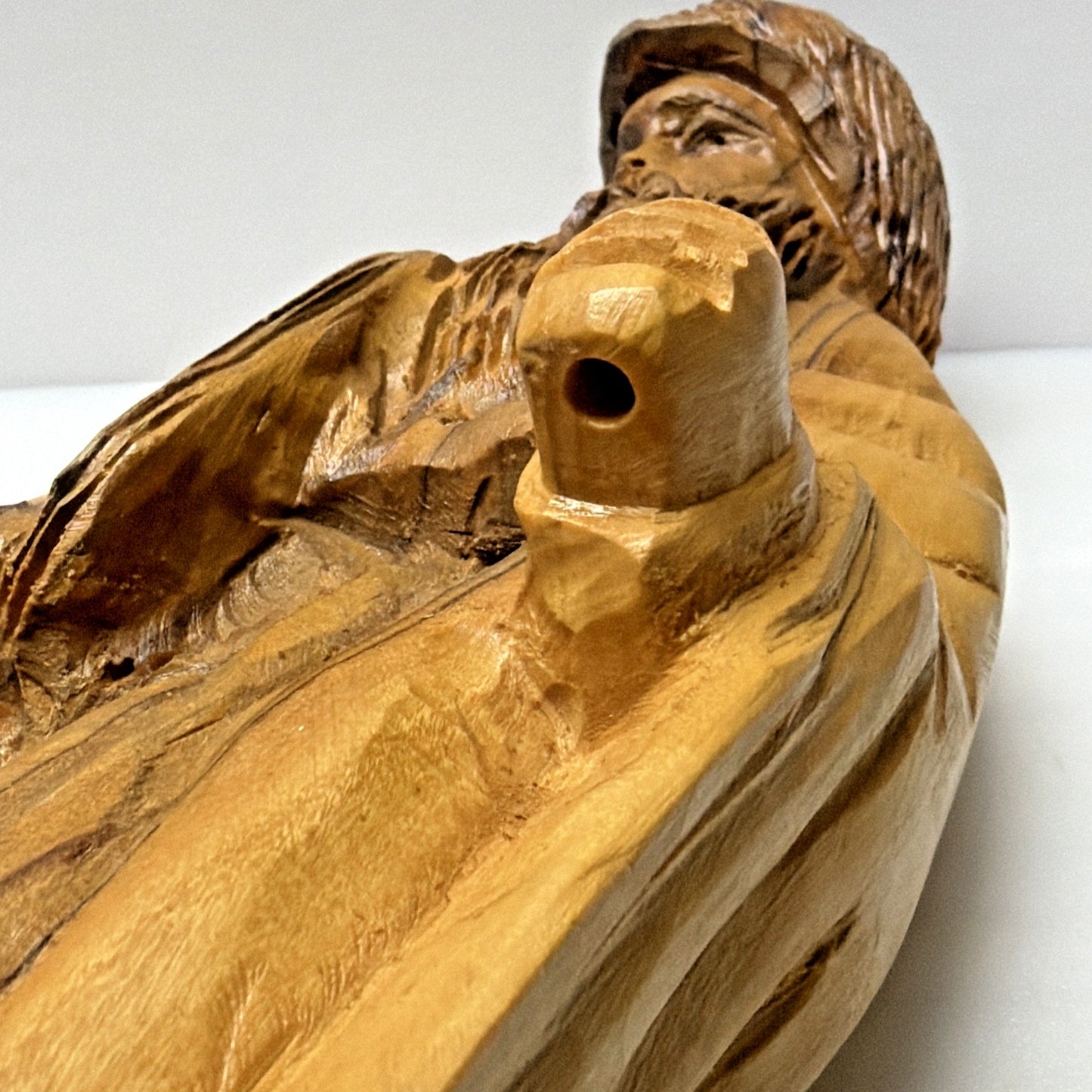 Vintage Hand Carved Olive Wood Moses Sculpture Ten Commandments As Is