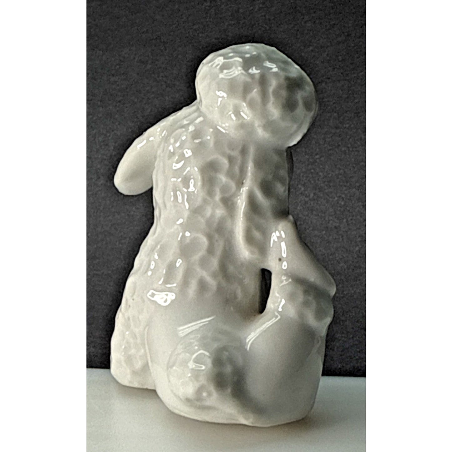 Vintage Anthropomorphic Poodle Dog Puppy Figurine Pink Bow Porcelain