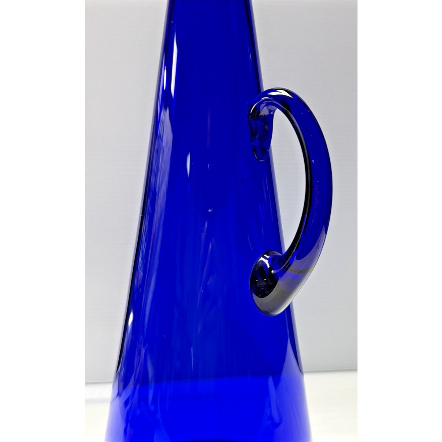 Vintage Cobalt Blue Glass Bent Long Goose Neck Bottle Decanter Vase As Is