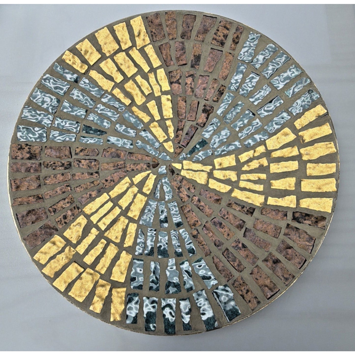 MCM Mosaic Tile Plate Abstract Blue Brown Gold Ceramic Metal