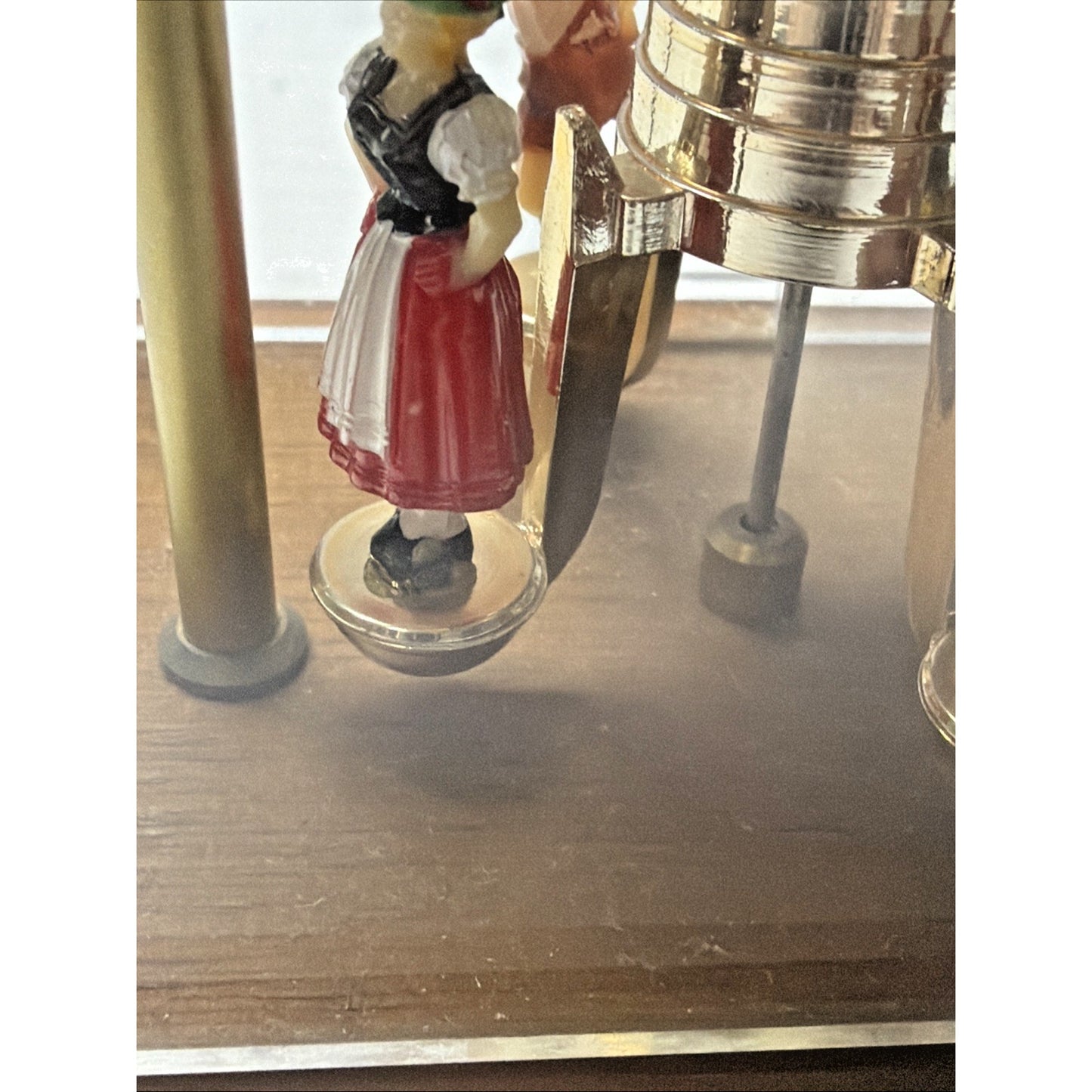Schmid West Germany Wind Up Mantel Clock Torsion Pendulum Glass Wood Case As Is