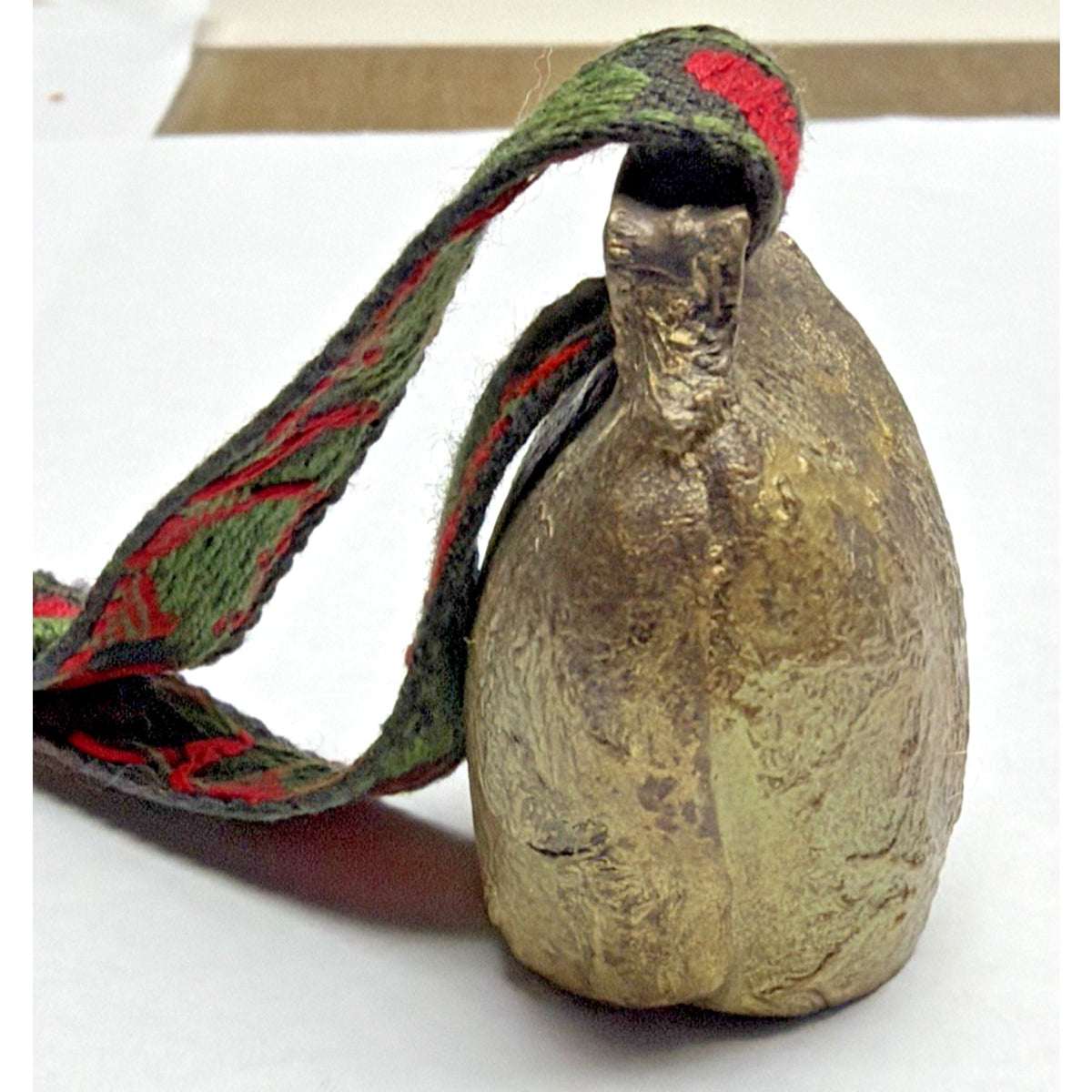 Old Swiss German Forged Cow Goat Bell Heart Embroidered Strap