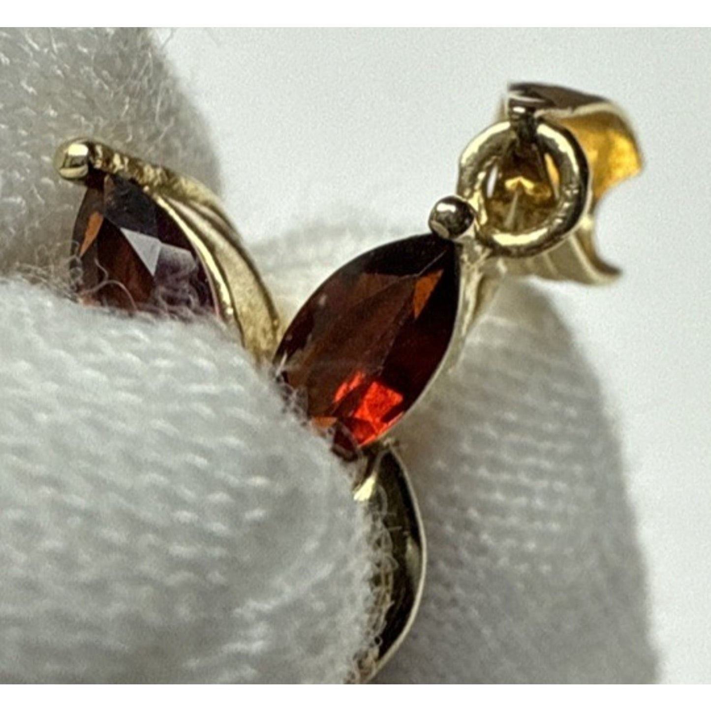 Vintage 10k Gold Plated Flower Cluster Pendant Charm Ruby Garnet Crystal As-Is