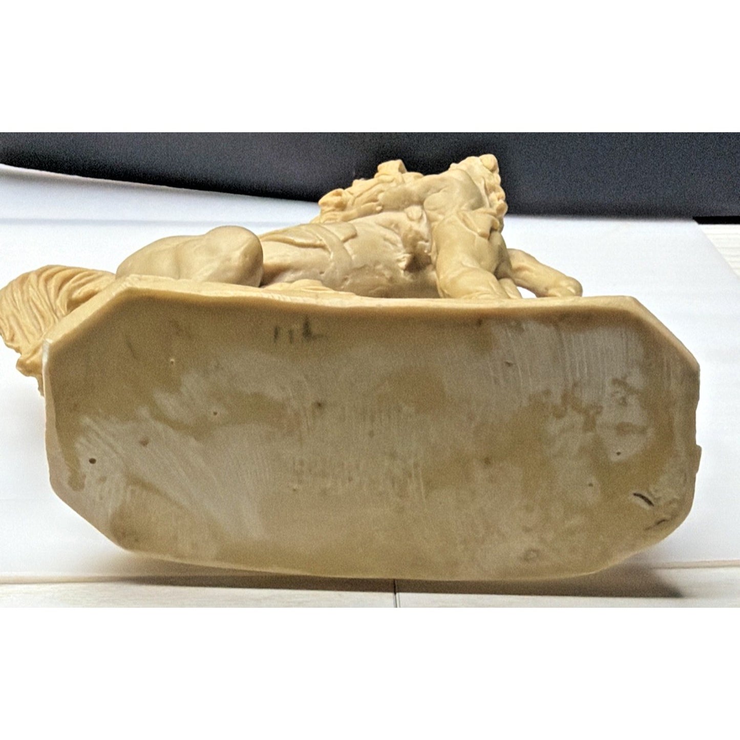 Vtg Italian Horse Sculpture Cowgirl Woman Domatrice Alabaster Composite Carving