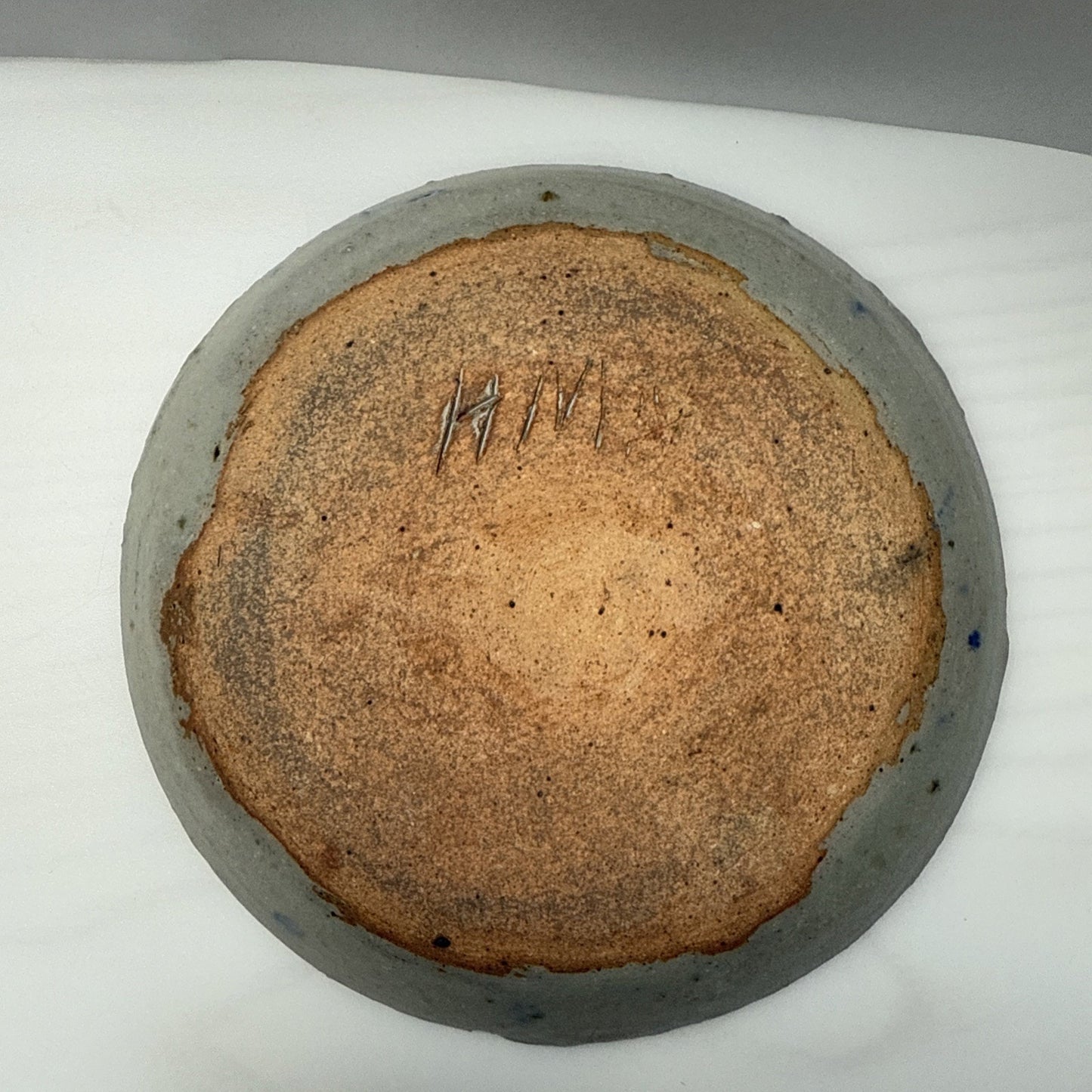 Vintage HMN Art Pottery Platter Plate Bowls Stoneware Blue Circles