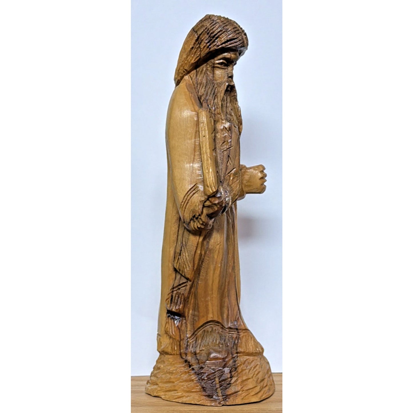 Vintage Hand Carved Olive Wood Moses Sculpture Ten Commandments As Is