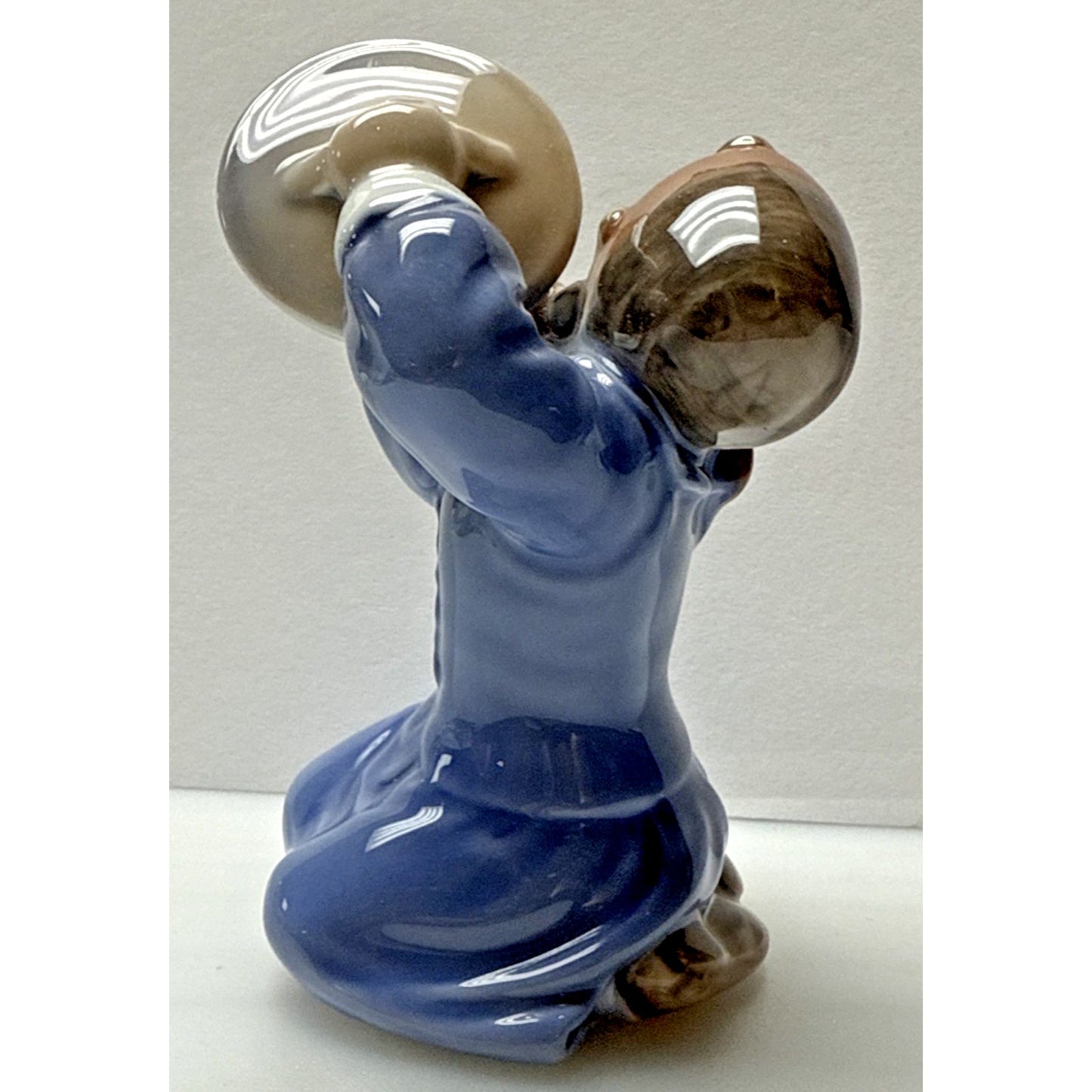Vintage Royal Copenhagen Figurine 3677 Girl Pot Cover Cymbals Porcelain Blue
