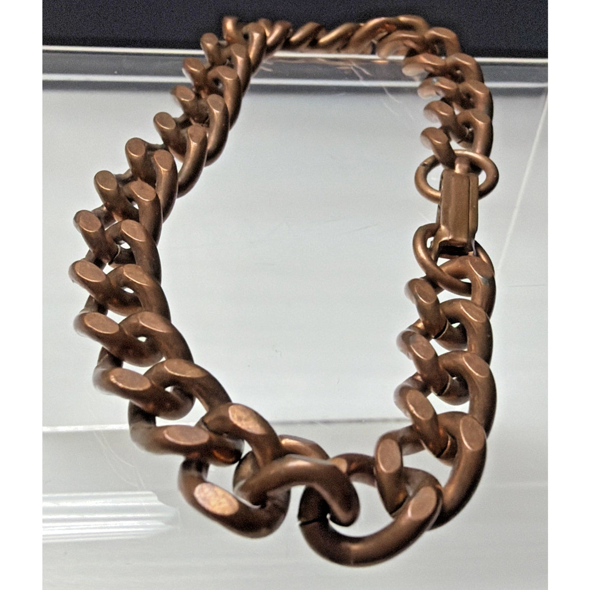 Vintage Copper Flat Cuban Curb Link Chain Bracelet