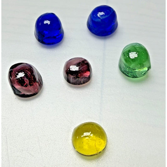 Vintage Lot of 6 Slag Swirl Marbles Cadmium Multicolor Irregular Shape As Is