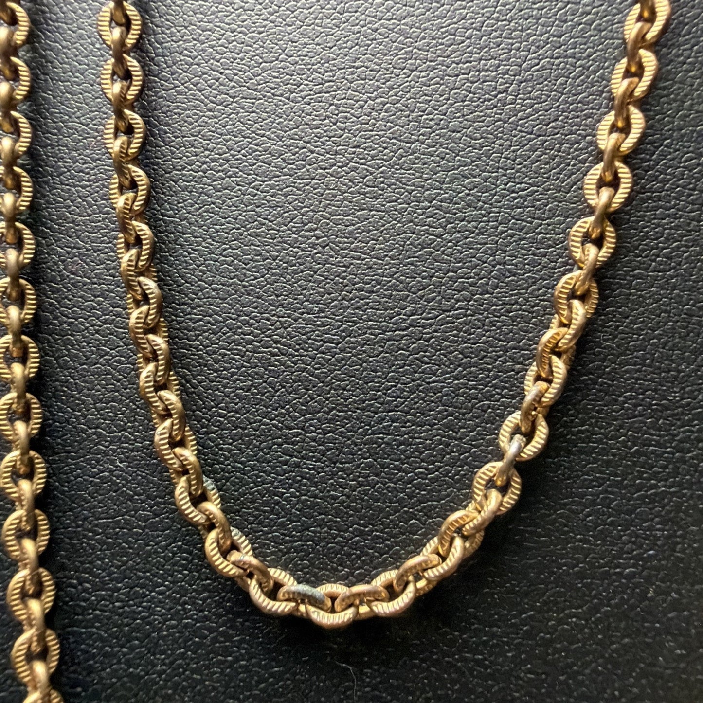 Victorian Edwardian Textured Links GF Chain Necklace As Is