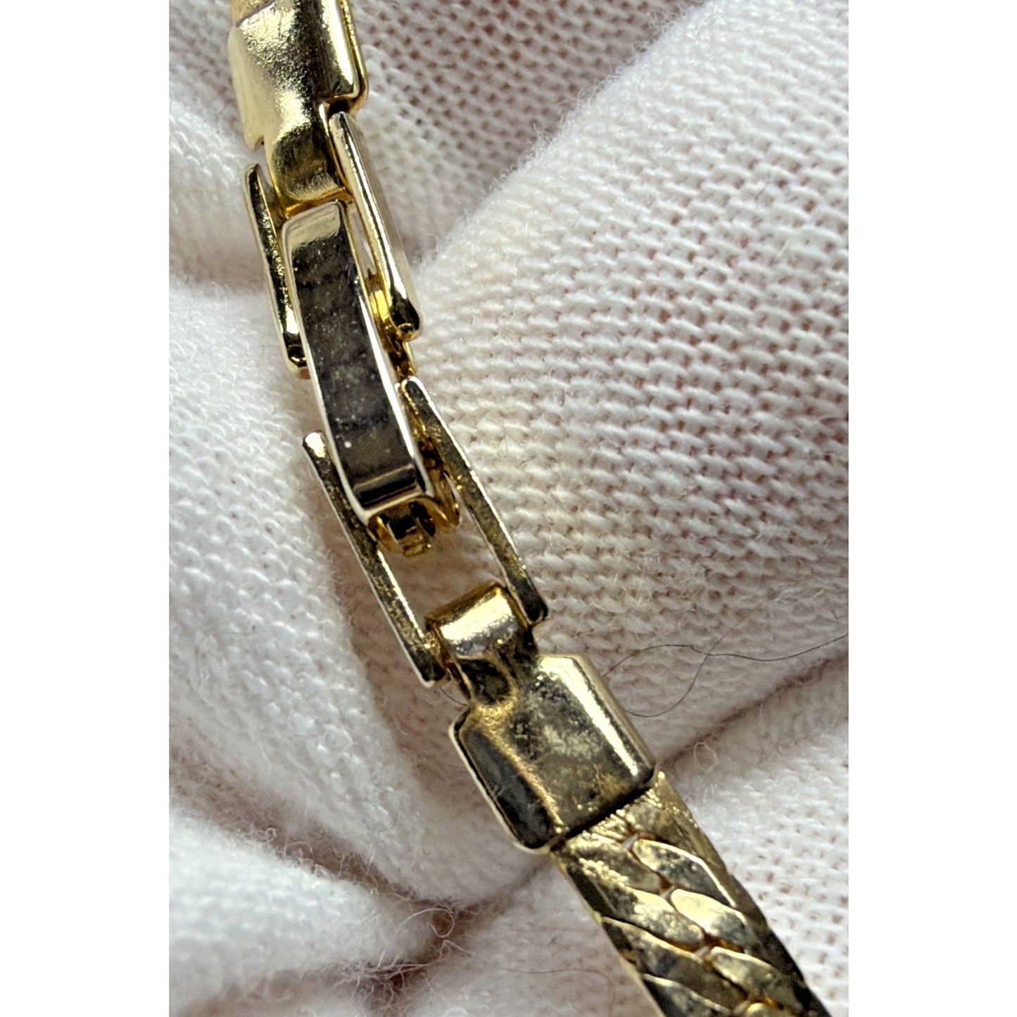Vintage Gold Plate Herringbone Chain Bracelet Butterfly Clasp As Is