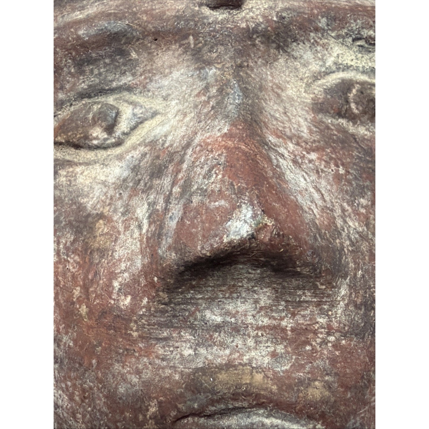 Vintage Columbian Mexican Clay Pottery Face Mask Wall Hanging