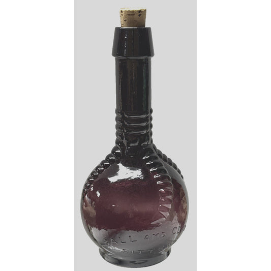 Vintage Wheaton Ball and Claw Bitters Purple Amethyst Glass Bottle Cork As-Is