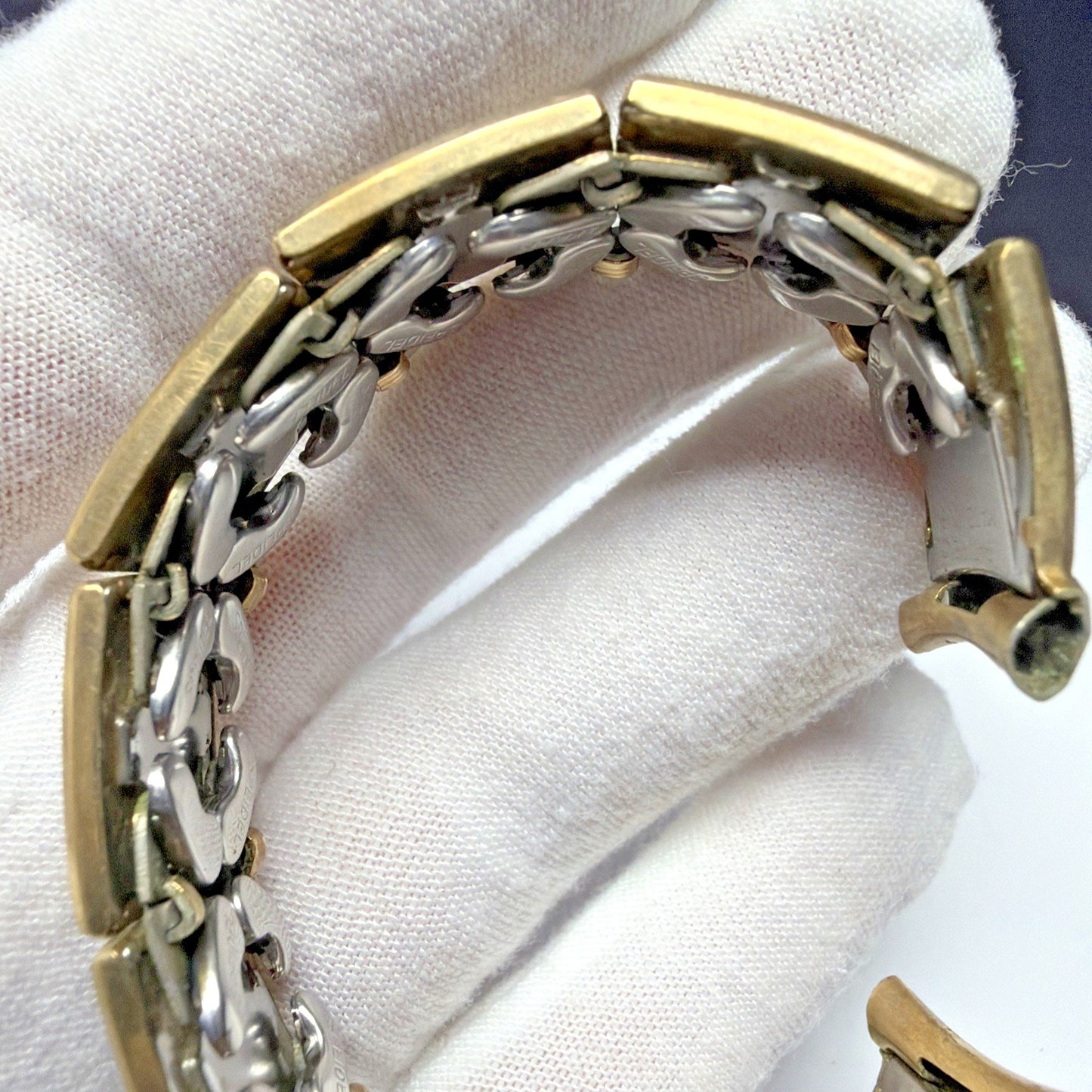 Vtg Speidel Yellow Gold Filled Watch Band Dark Brown Lizard Leather Curved As Is