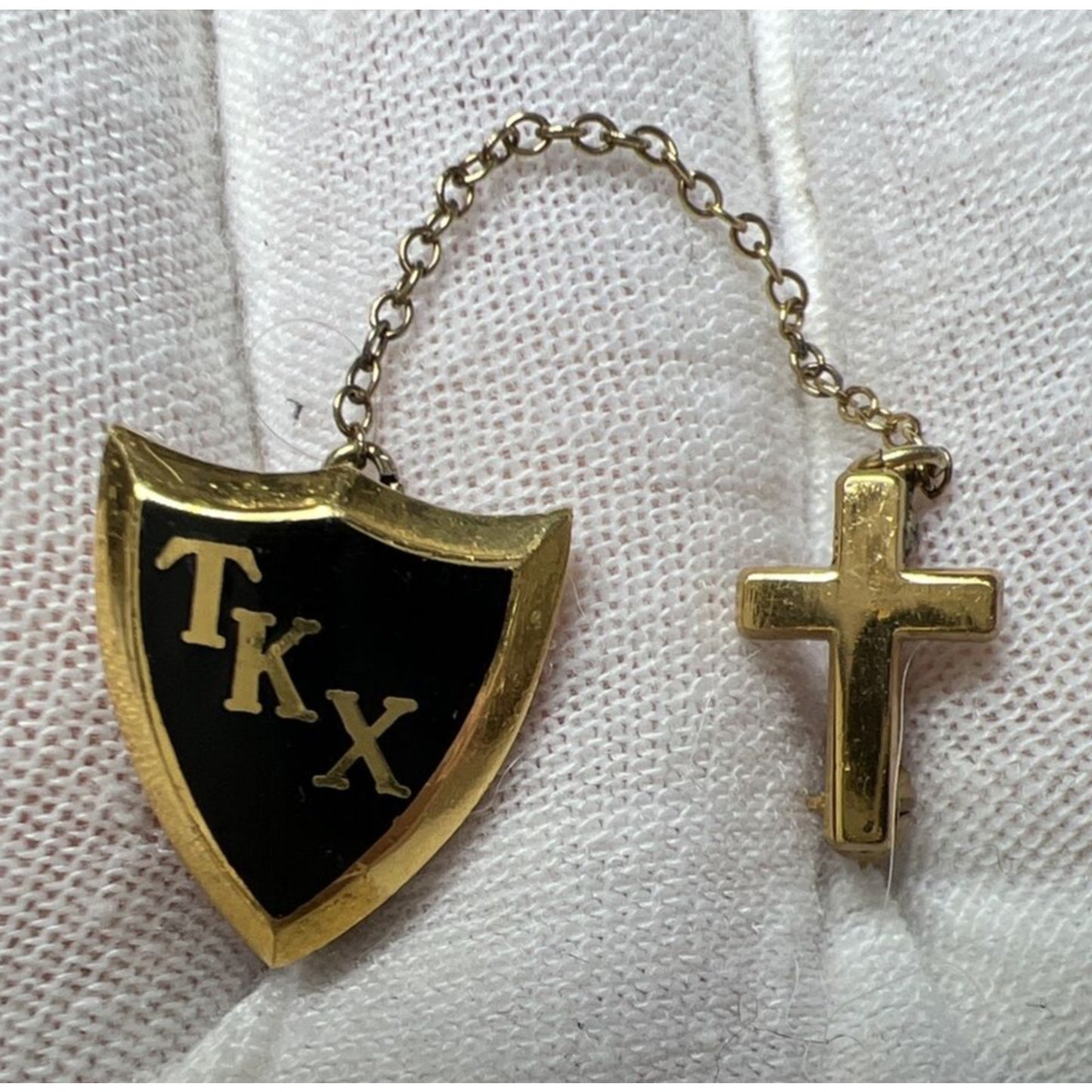 Vtg Gold Black Enamel Tau Kappa Chi Epsilon Concordia Fraternity TKX Pin Cross