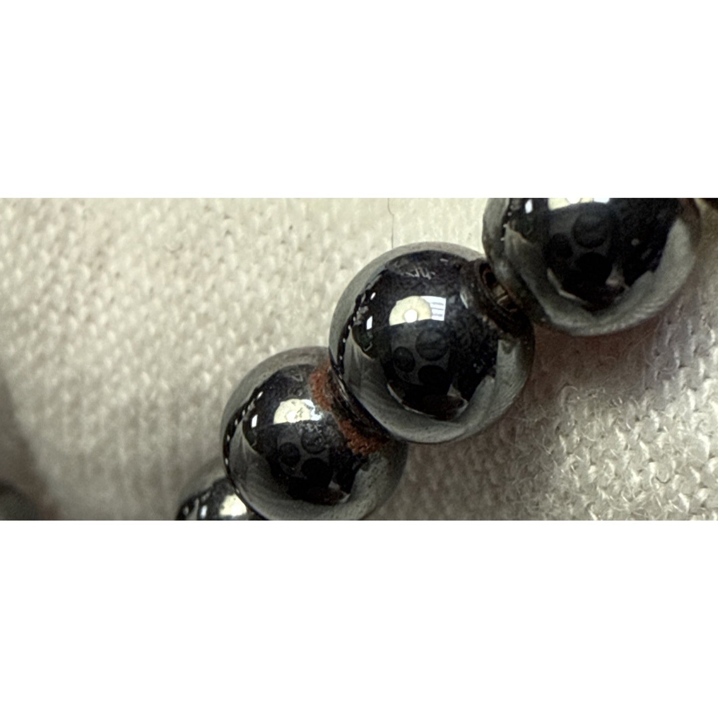 Navajo Pearl Hematite Sterling Silver Inlay Beaded Necklace
