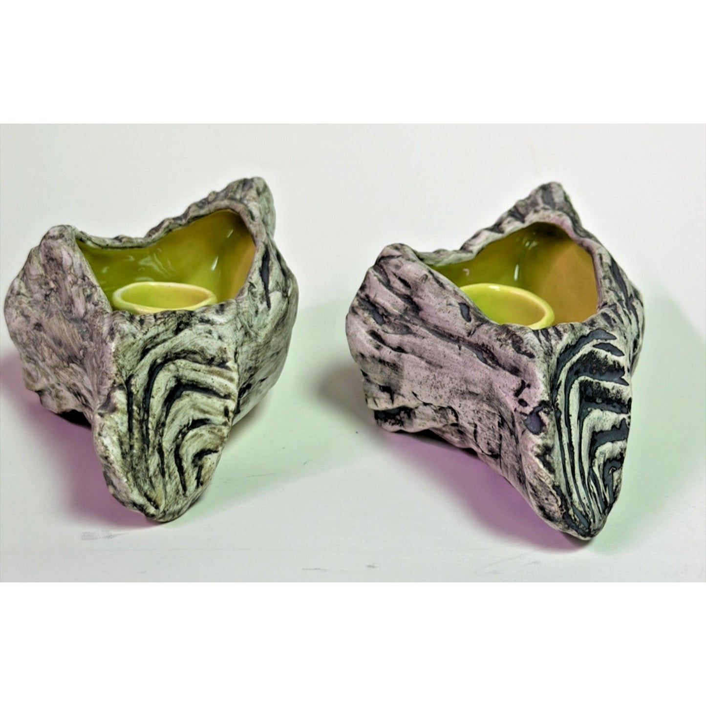 William WM S Frazier California Art Pottery Driftwood Console Candle Holder #414