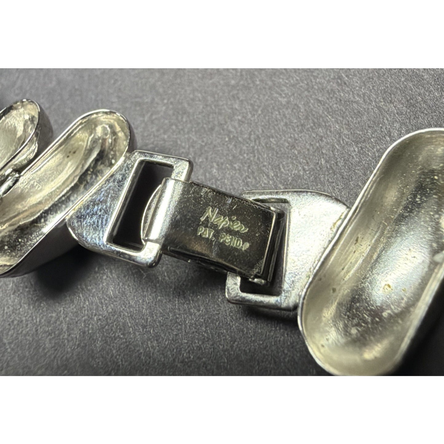 Vintage Set Napier Collar Necklace Bracelet Silver Tone Chunky Oval Link