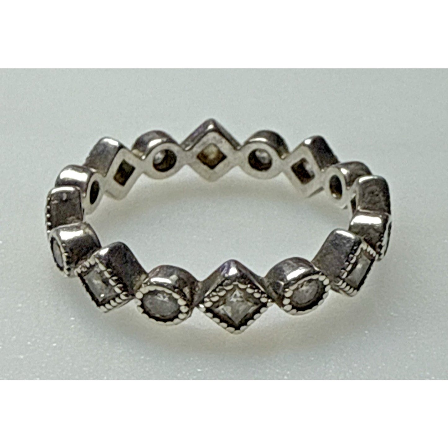 Pandora Ring Alluring Brilliant Princess 190943 Multiple CZ Sz 5.25 Read