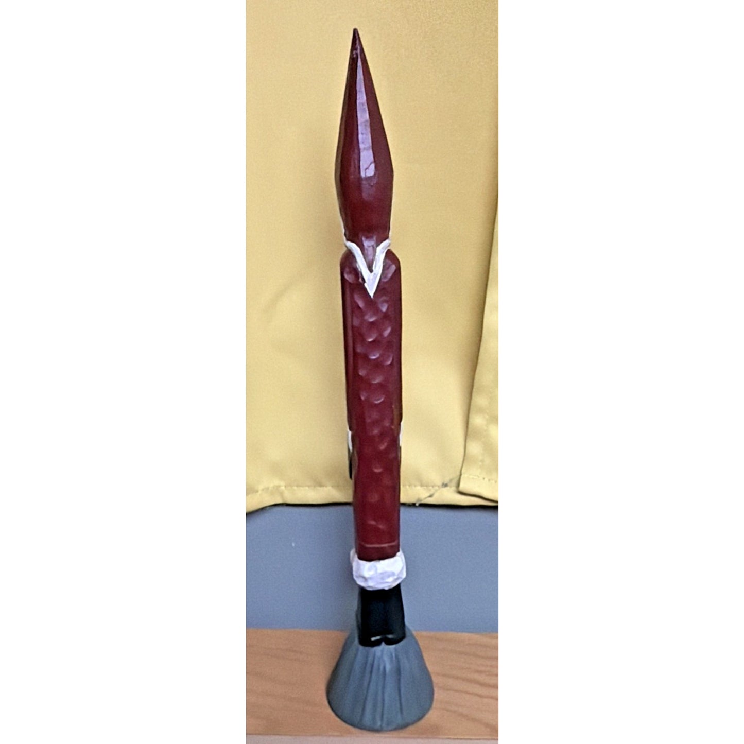 Folk Art Wood Carved Pencil Santa Claus Hand Painted Primitive Style Read 19.5
