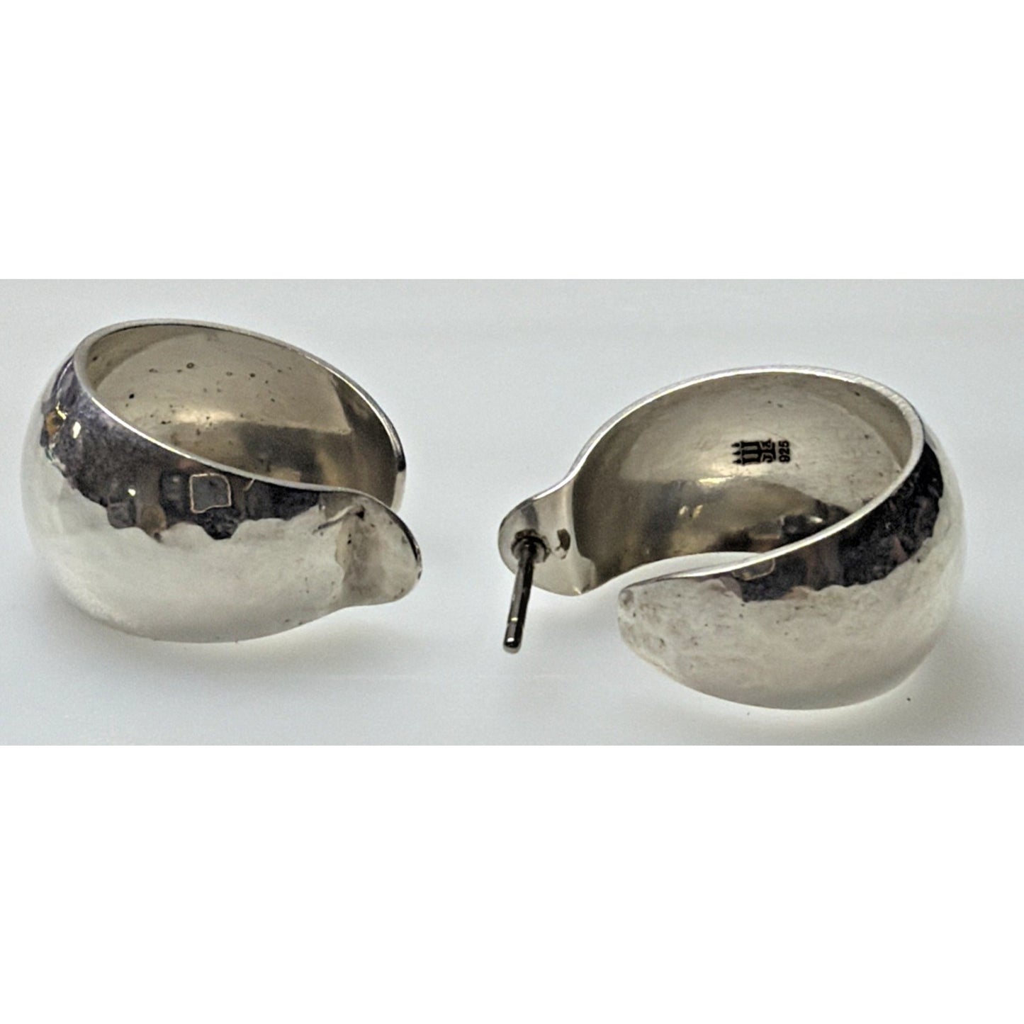 James Avery Sterling Silver Retired Large Hammered Hoop Earrings 7 grams As Is