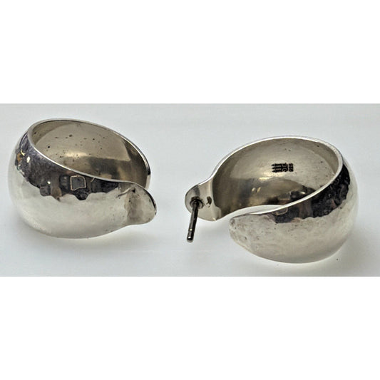 James Avery Sterling Silver Retired Large Hammered Hoop Earrings 7 grams As Is