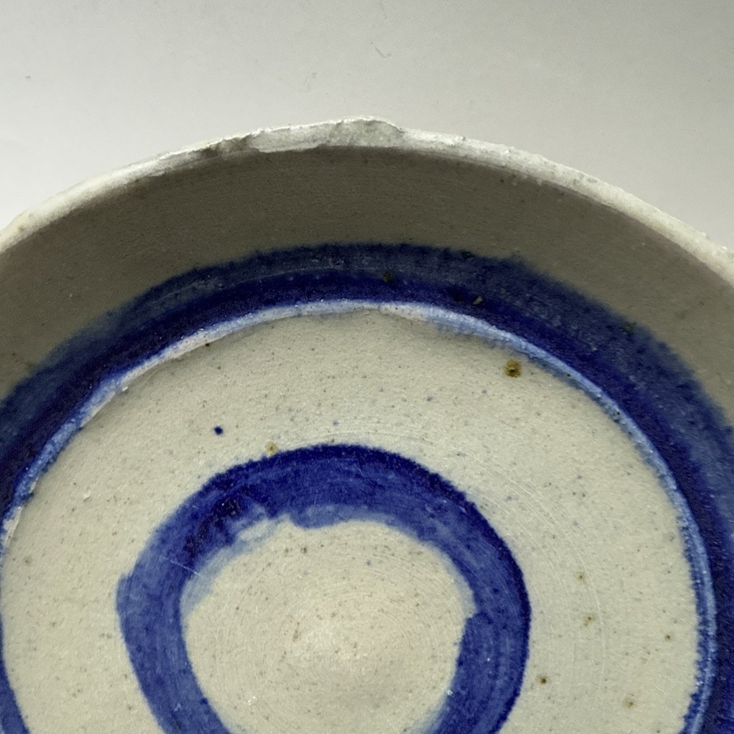 Vintage HMN Art Pottery Platter Plate Bowls Stoneware Blue Circles