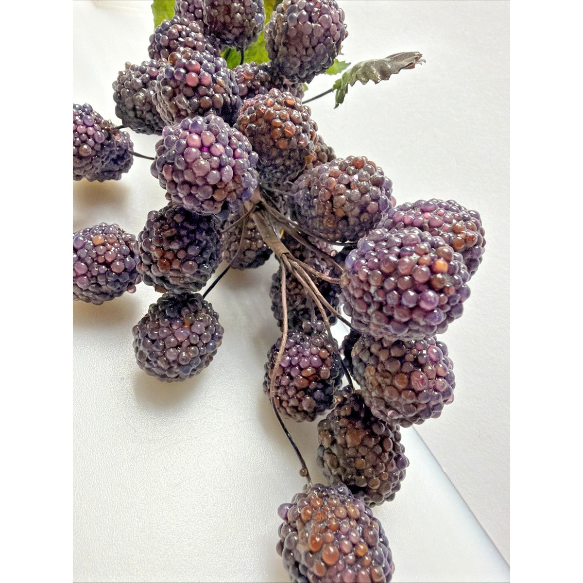 MCM Grape Cluster Glass Beaded Stem Leaves Fruit Purple As Is