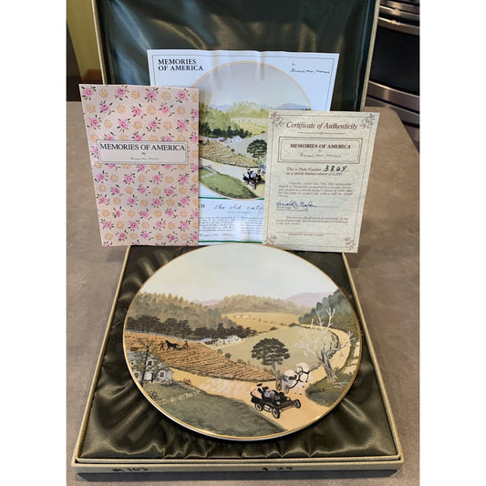 Grandma Moses Memories of America Collector Plate The Old Automobile COA Case