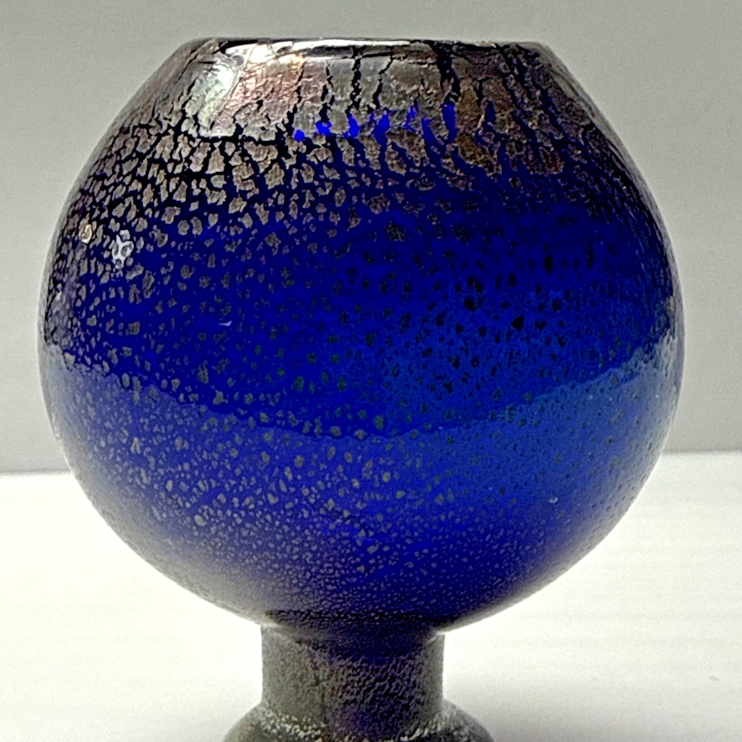 Vtg Murano Glass Cobalt Blue Gold Fleck Overlay Aventurine Glass Perfume Bottle