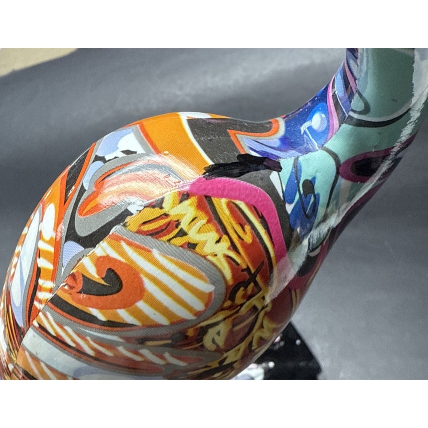 Flamingo Sculpture Graffiti Pop Art Colorful Statue Modern As Is