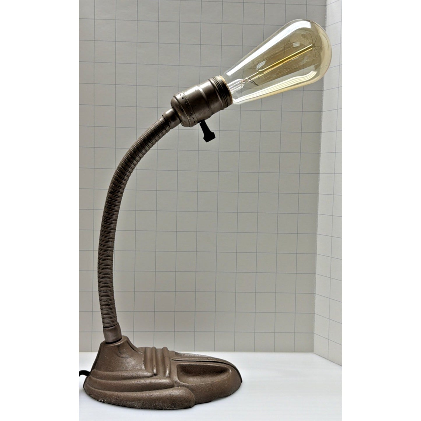 Art Deco Rodale Portable Gooseneck Cast Iron Industrial Table Desk Lamp As Is