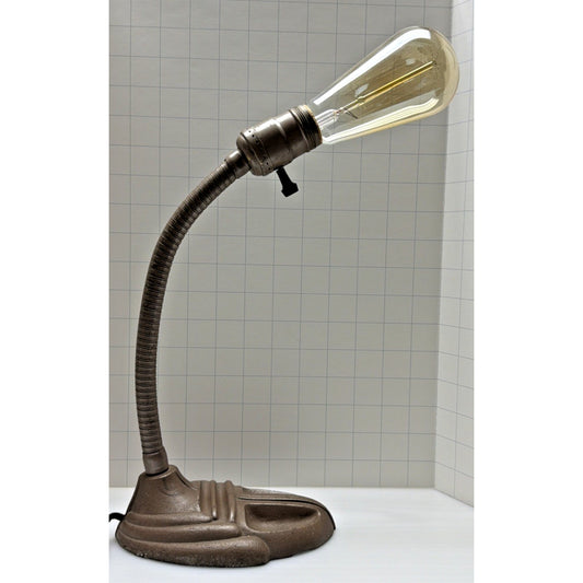 Art Deco Rodale Portable Gooseneck Cast Iron Industrial Table Desk Lamp As Is
