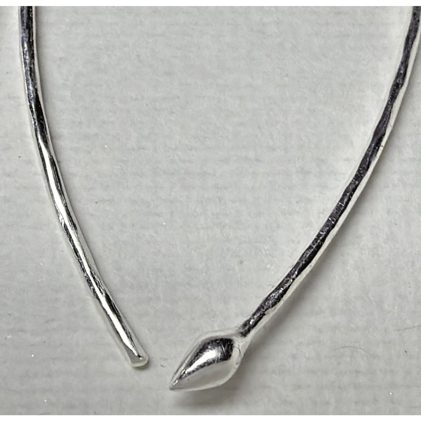 Minimalist Sterling Silver Hammered Teardrop Hoop Threader Long Earrings