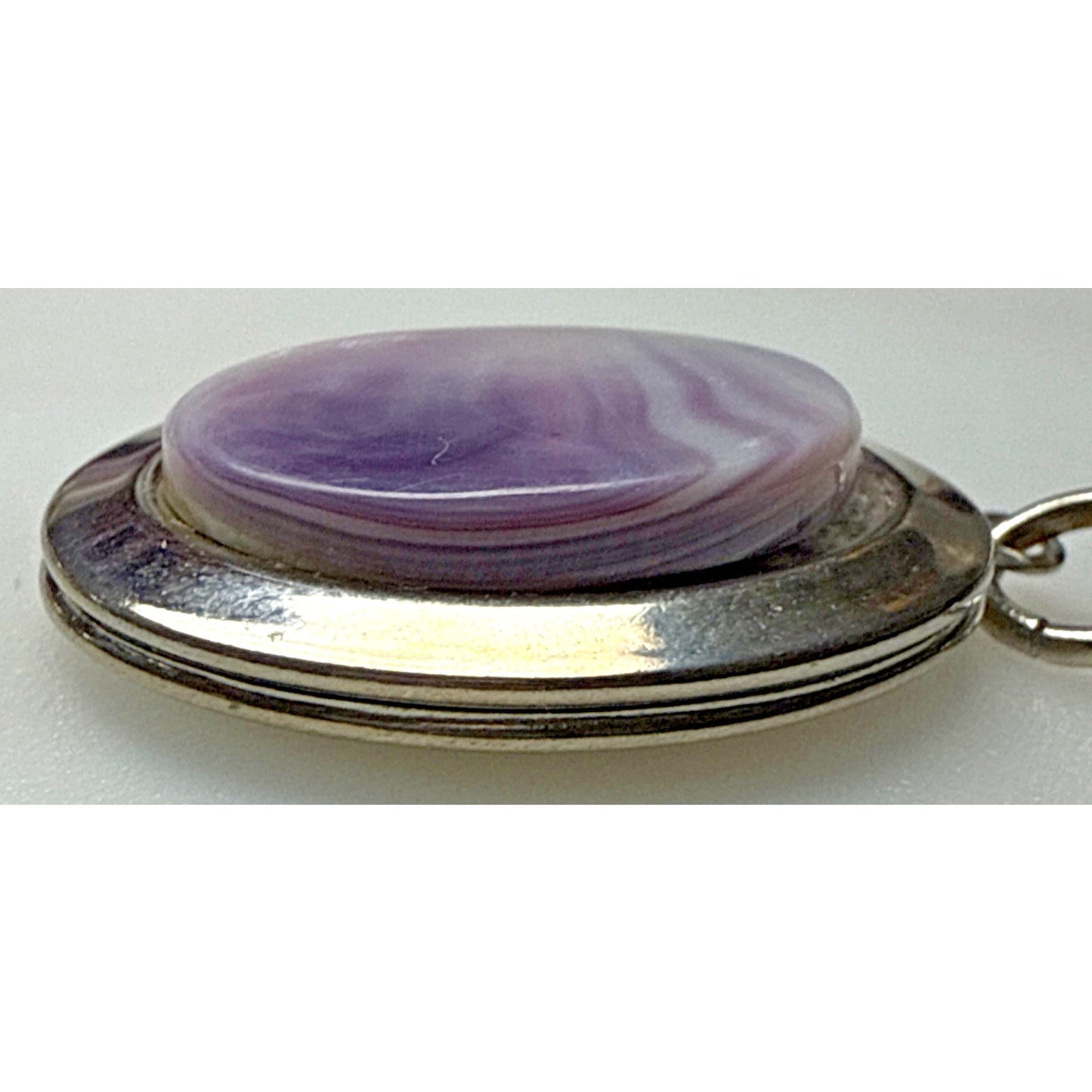 Vintage Purple Amethyst Stone Pendant Locket Silver Tone As Is