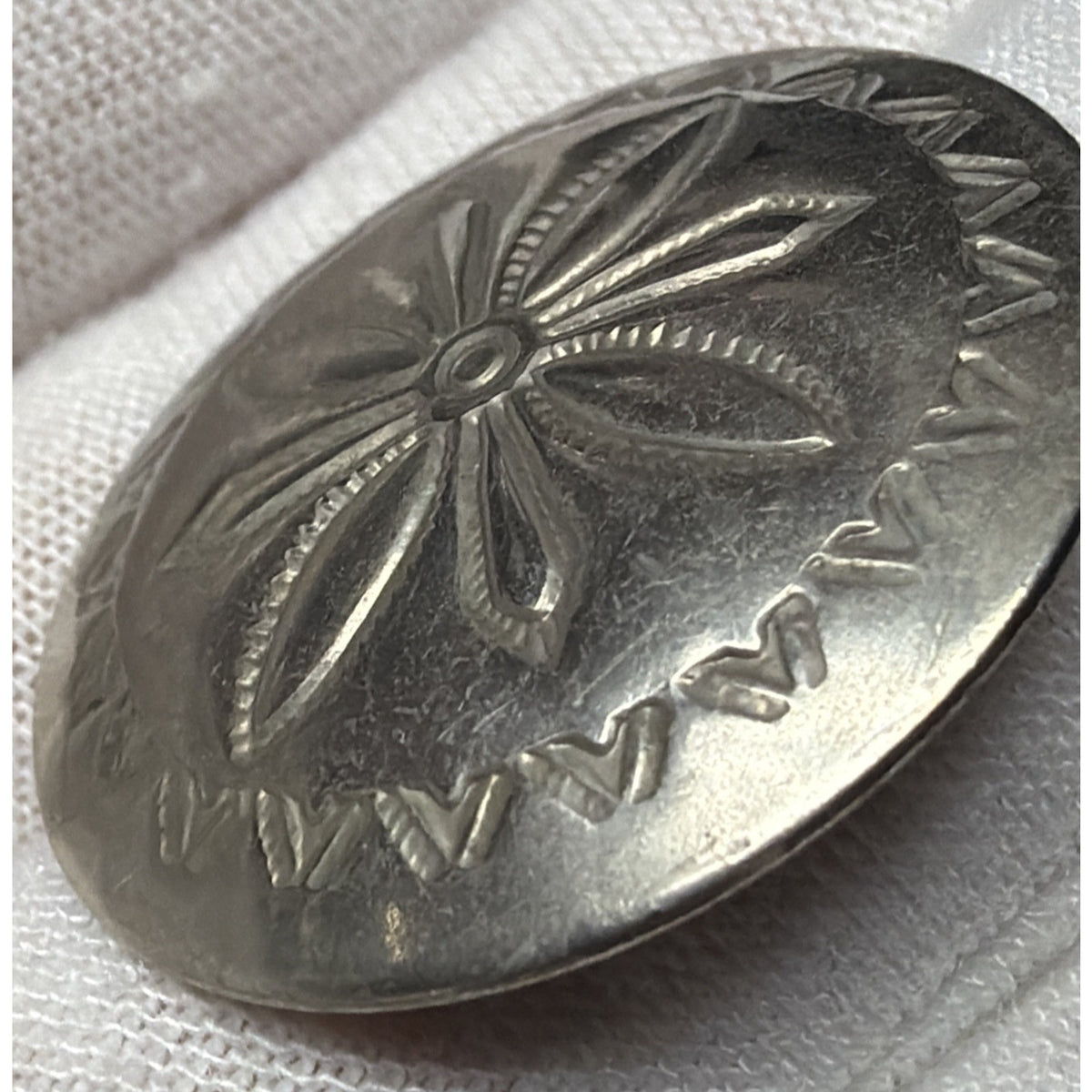 Vintage Native American Nickel Silver Stamped Concho Earrings Round Dome Read