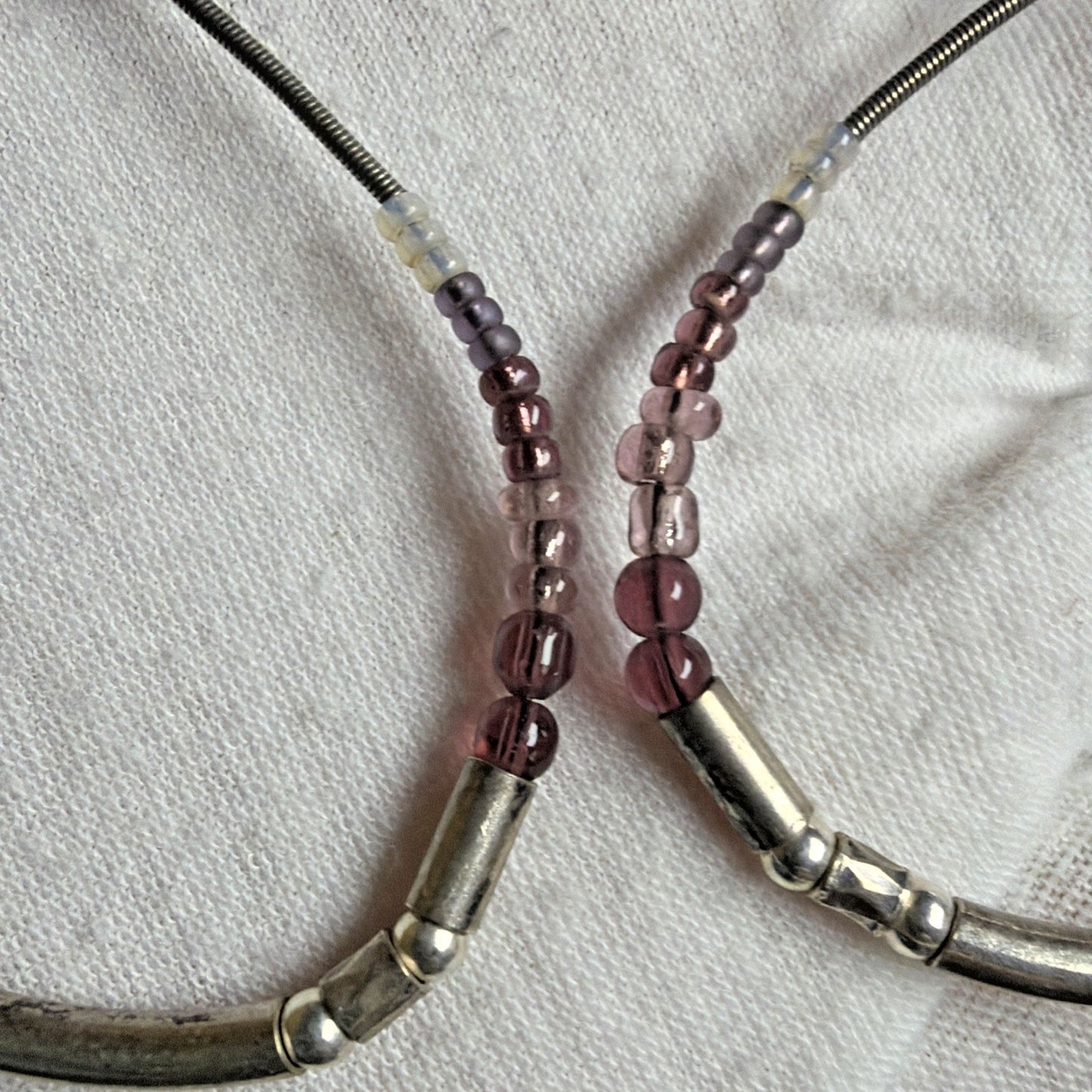 Retired Silpada Sterling Silver Glass Beaded Loop Purple Panache Earrings W2771