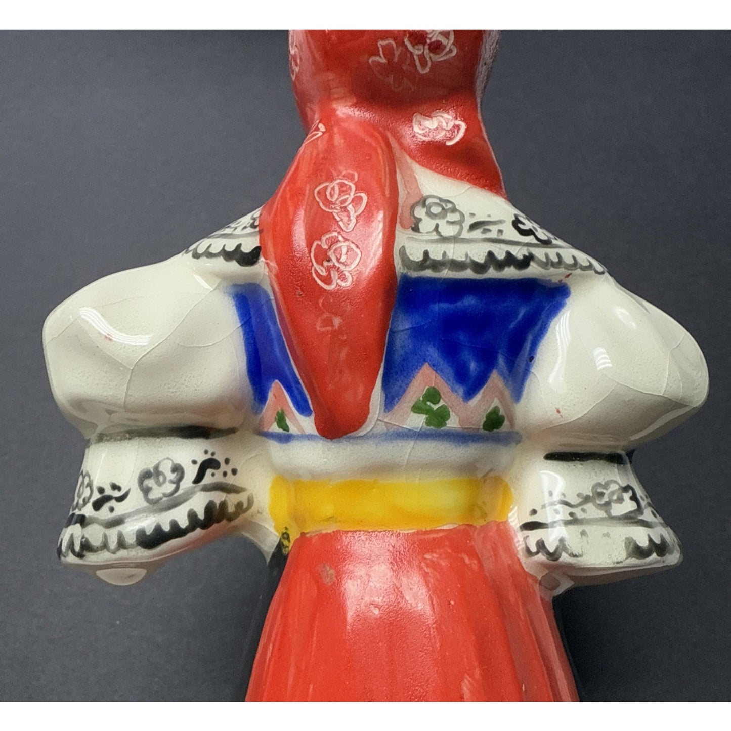 Vintage Czech Bohemia Polish Girl Porcelain Figurine Traditional Dress As Is