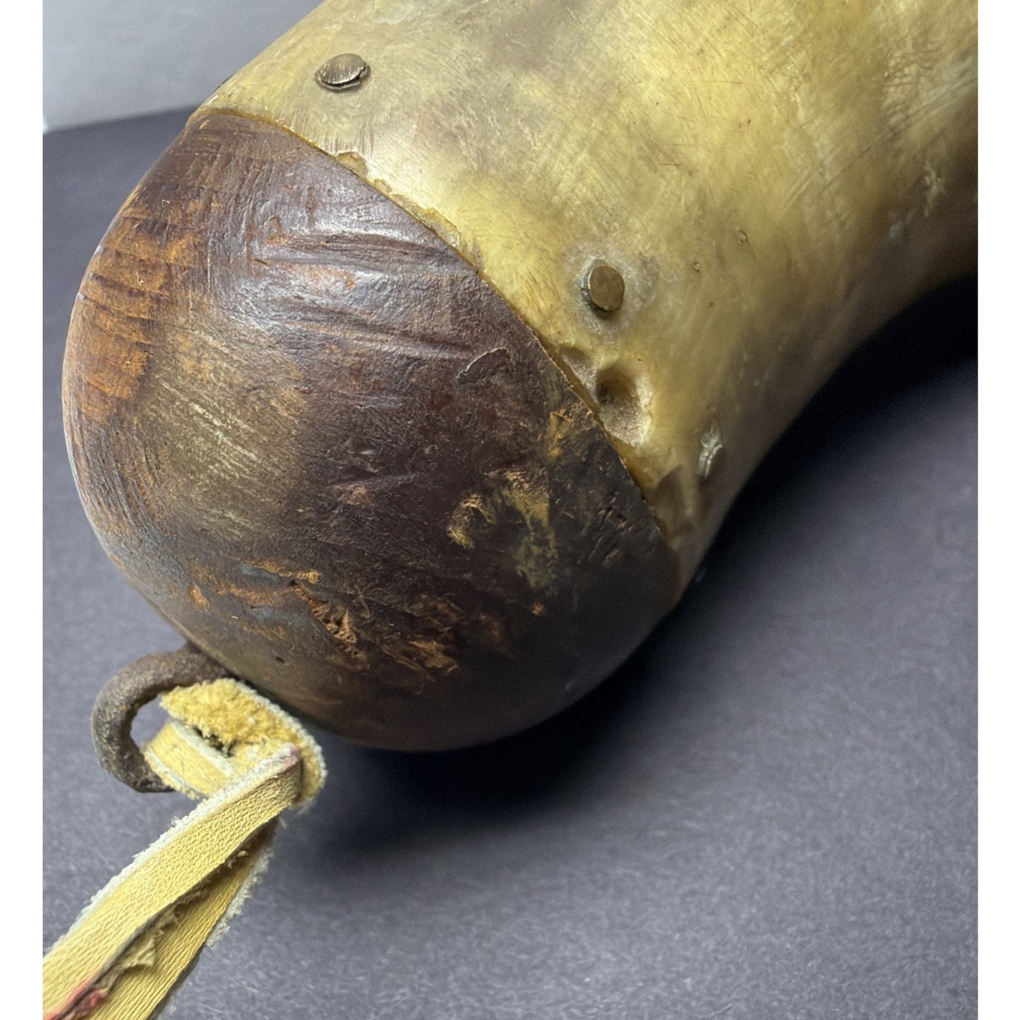 Old Primitive Powder Horn Powder Flask Wood Dome No Plug As Is