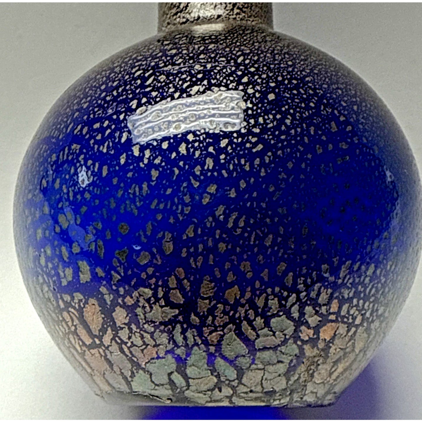 Vtg Murano Glass Cobalt Blue Gold Fleck Overlay Aventurine Glass Perfume Bottle