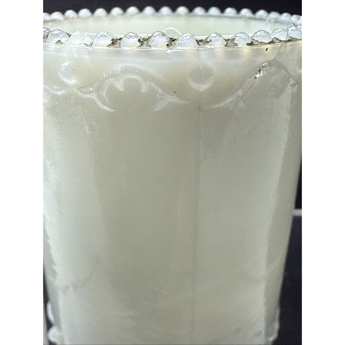 EAPG Unidentified Milk Glass Toothpick Matchstick Tobacco Childs Bead Scroll