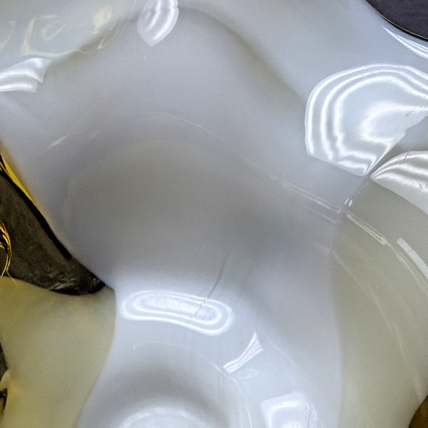 MCM Italian Art Glass Freeform Golden Bowl Amber White Handles Footed Pedestal