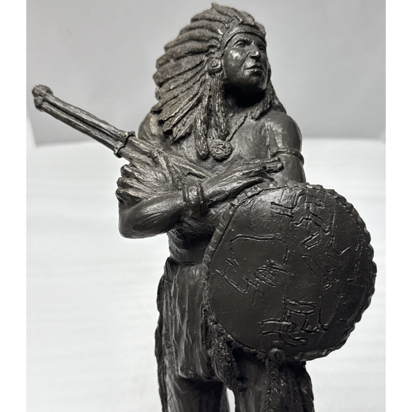 Vintage Michael Garman Sculpture 048 Bronzetone Chief Native Signed As Is