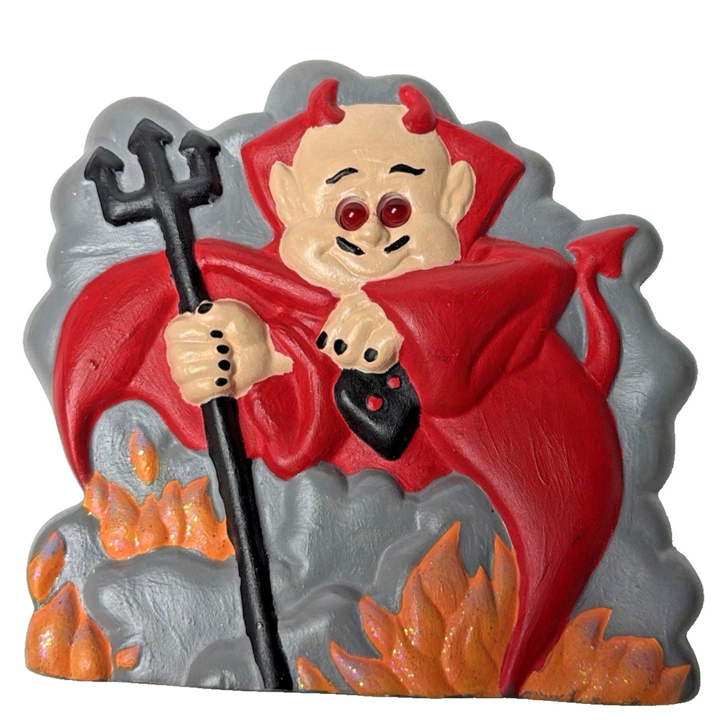 Halloween Ceramic Mold Hand Painted Devil Light Up Blinking Eyes Sound Vase