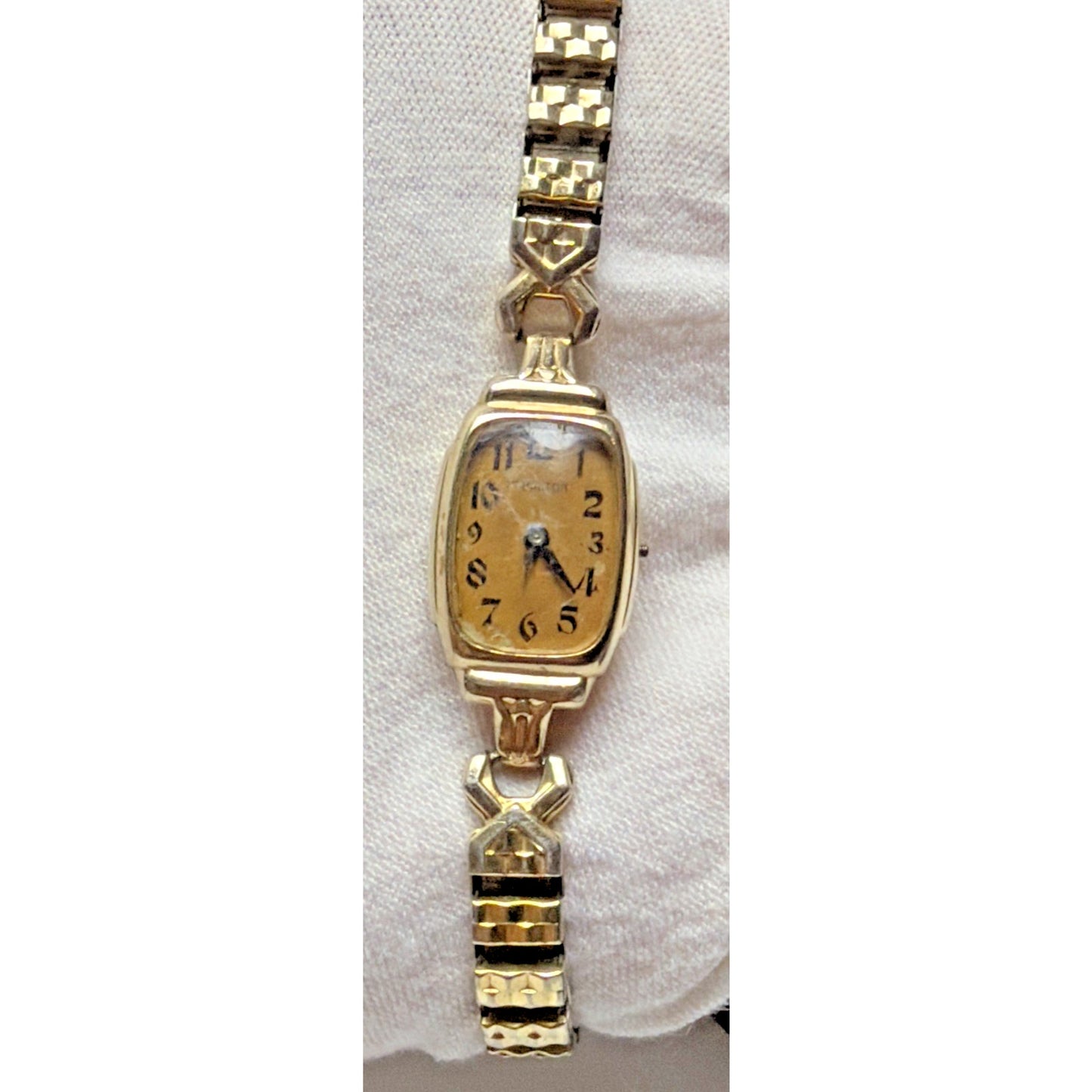 Old S&W Hamilton 14k Gold Filled 17 Jewel Wrist Watch Speidel Stretch Band As Is