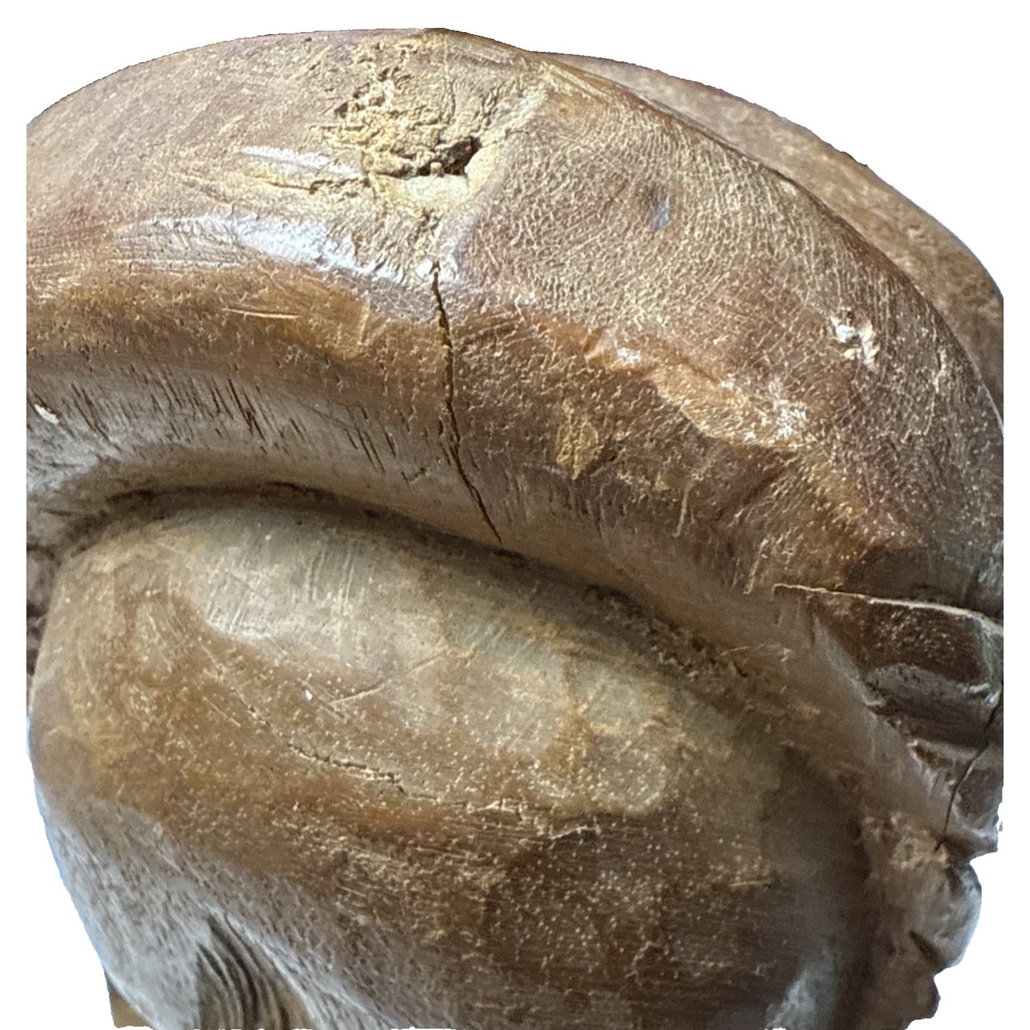 South Pacific Islander Art Wood Hand Carved Tribal Sculpture Shell Eyes As-Is