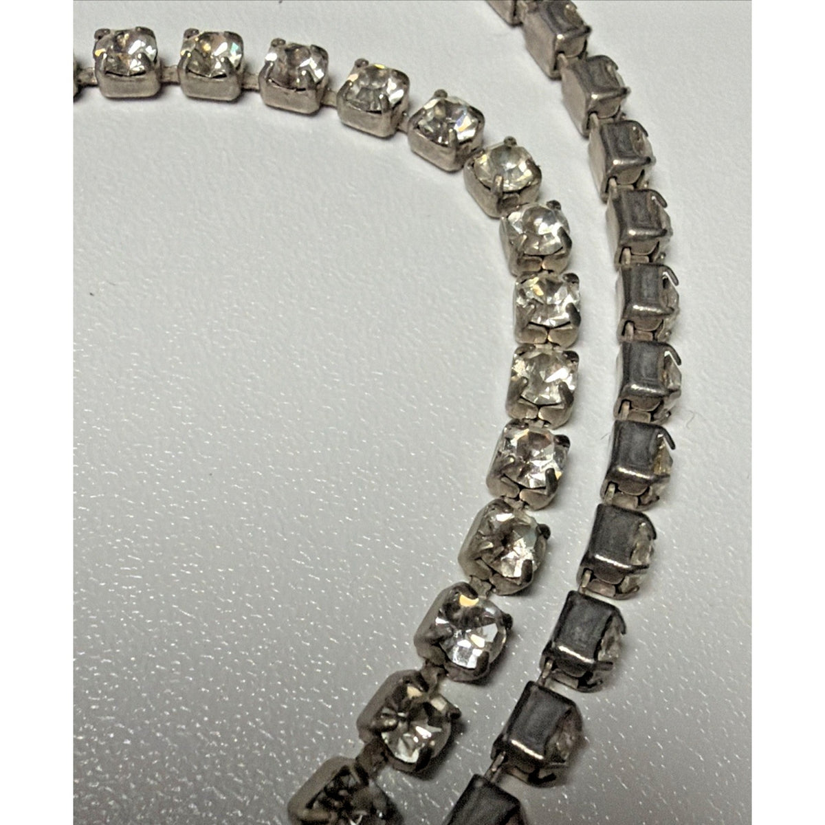 Vtg Rhinestone Tennis Cup Chain Necklace Belt Silver Tone Endless Opera Flapper