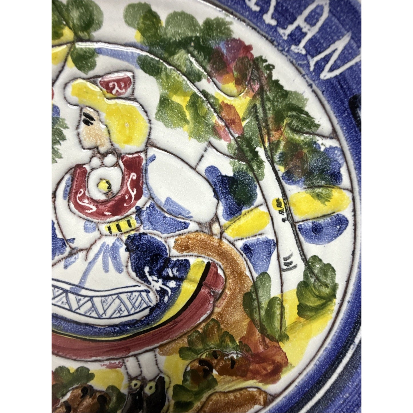 Vintage Terra 1 Norway Hand Painted Folk Art Plate Greetings from Rjukan Girl