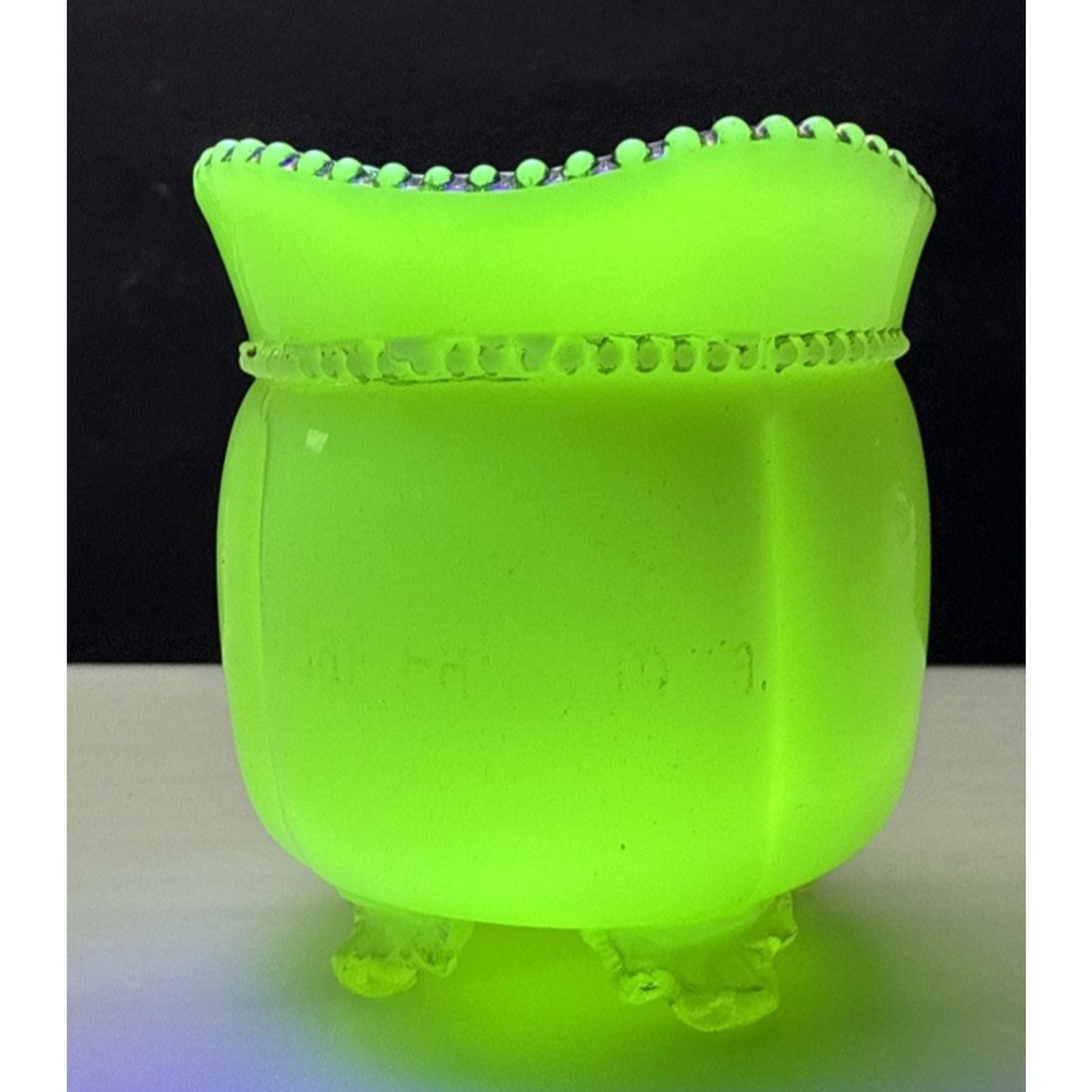 EAPG Tarentum Glass Georgia Gem Opaque Custard Toothpick Matchstick Holder Bead